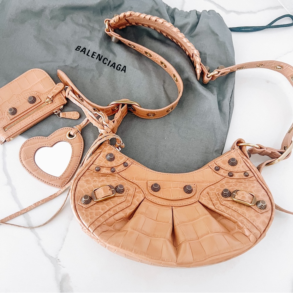 Balenciaga Le Cagole XS Shoulder Bag Crossbody in Nude Beige Brown